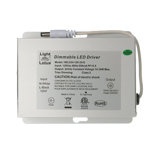 Lotus LED Lights 24V Hard Wired Dimmable Driver 24W Input 120V AC 6-Port Hub Included (HBL024-120-24-D)