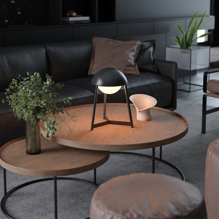 Bulbrite HELMET/TL/BL Cordless Indoor Modern Table Lamp Helmet 3.7V 2700K 90 CRI 300Lm Black (K70105)