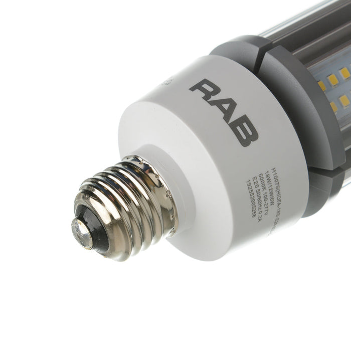 RAB HID Post Top Lamp 80 CRI Type B 6W/12W/18W 5000K E26 Base 2600Lm (HIDFA-18S-E26-850-BYP)