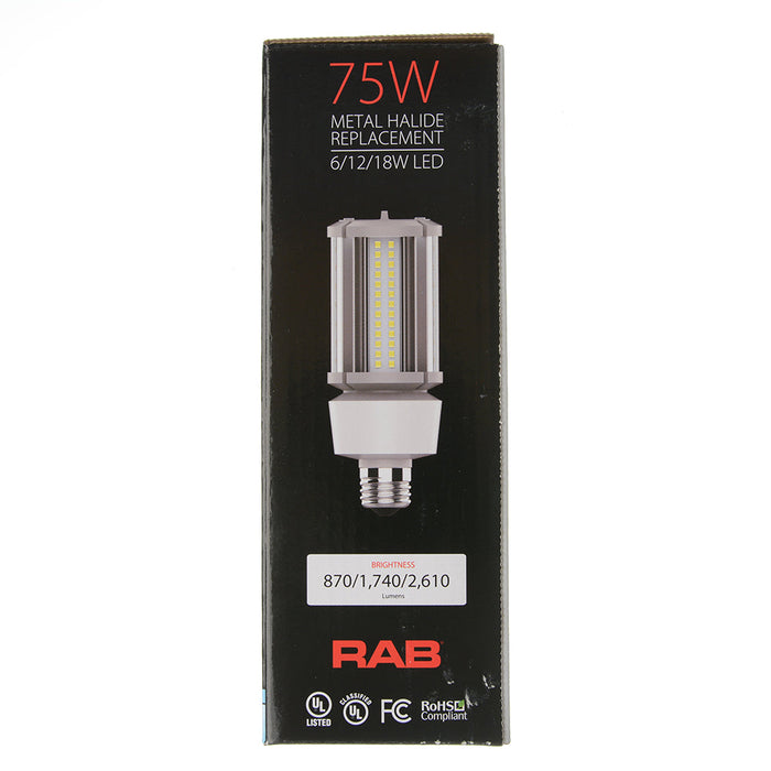 RAB HID Post Top Lamp 80 CRI Type B 6W/12W/18W 5000K E26 Base 2600Lm (HIDFA-18S-E26-850-BYP)