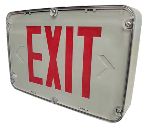 Best Lighting Products Hazardous Location Exit Sign Double Face Red Letters Gray Housing AC Only No Self-Diagnostics Tamper-Proof Hardware (HLWLEZU2RG-TP)
