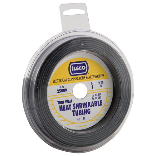 ILSCO Heat Shrinkable Tubing Thin Wall 3/4 Inch Expanded ID Black 8 Foot Disc UR CSA Certified (25010)