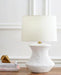 Generation Lighting Bone Table Lamp Matte White Ceramic Finish With White Linen Fabric Shade (HT1021MWC1)