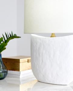 Generation Lighting Cenotes Table Lamp Matte White Ceramic Finish With White Linen Fabric Shade (HT1031MWC1)