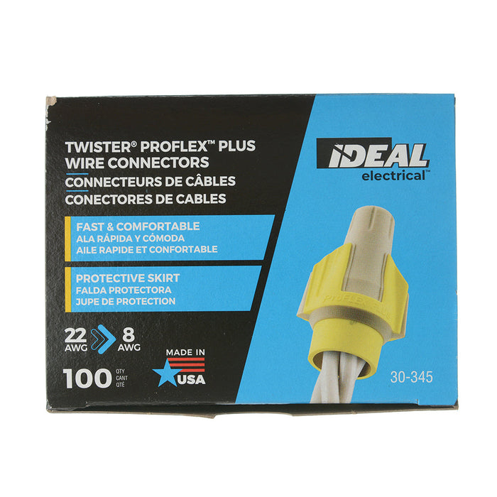 Ideal Twister Proflex Plus Wire Connectors Model 345 Tan/Yellow 100 Per Box (30-345)