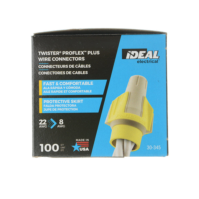 Ideal Twister Proflex Plus Wire Connectors Model 345 Tan/Yellow 100 Per Box (30-345)