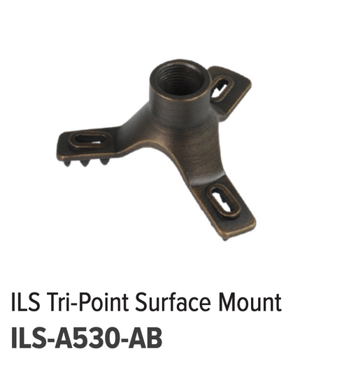 GM Lighting ILS Tri-Point Surface Mount Brass Antique Brass Finish [3X] Stainless Steel Black Screws (ILS-A530-AB)
