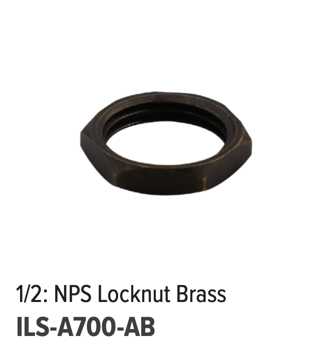 GM Lighting ILS 1/2 NPS Locknut Brass (ILS-A700-AB)