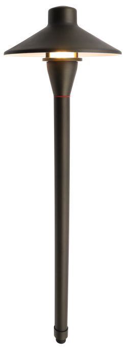 GM Lighting ILS Path 201 6.8 Inch Hat Path Light 24 Inch High Antique Brass With ILS-A100P Stake - G4 Lamp 4W Maximum [Not Included] (ILS-P201-AB)