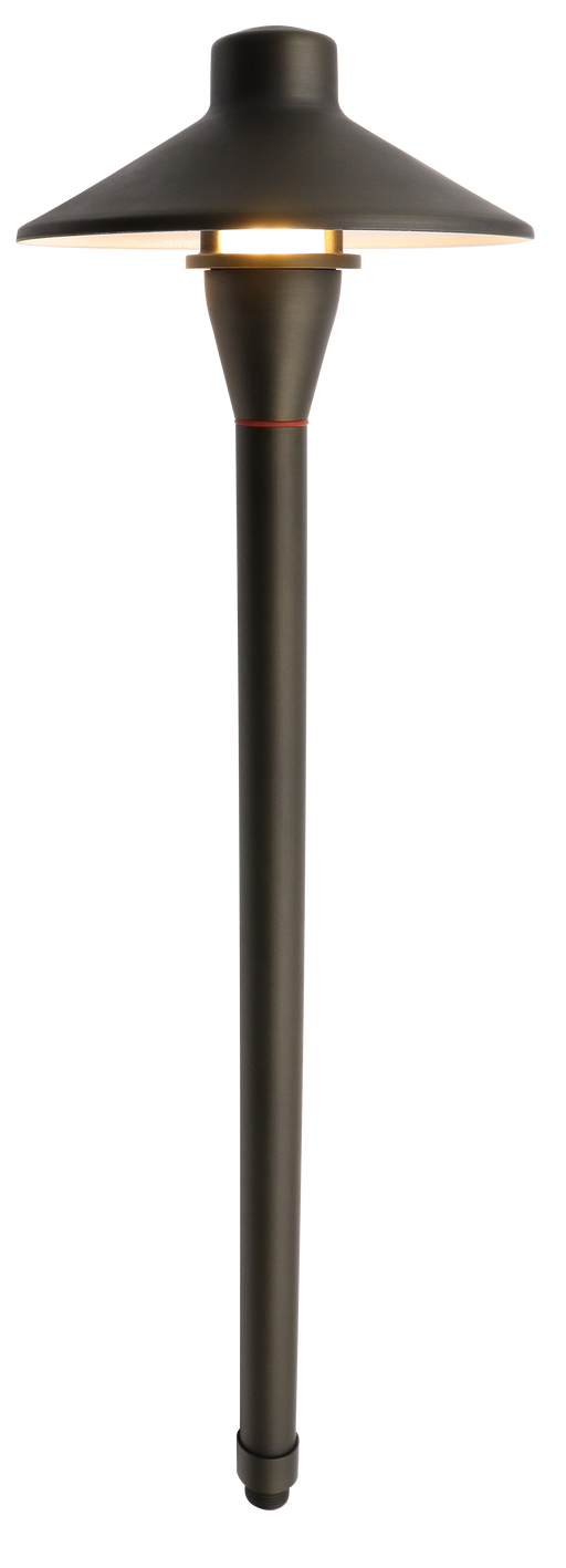 GM Lighting ILS Path 201 6.8 Inch Hat Path Light 24 Inch High Antique Brass With ILS-A100P Stake - G4 Lamp 4W Maximum [Not Included] (ILS-P201-AB)