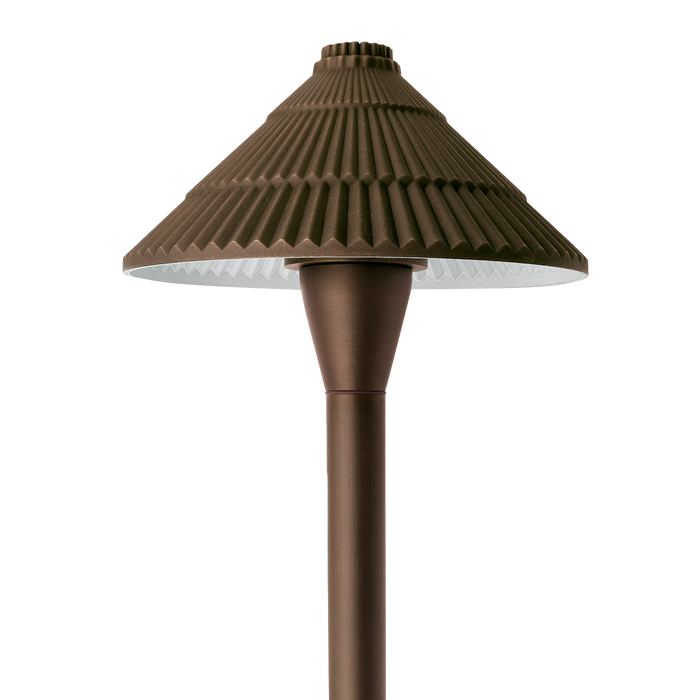 GM Lighting ILS Path 203 7.5 Inch Ribbed Cone Hat Path Light Antique Brass ILS-A100P Stake - G4 Lamp 4W Maximum [Not Included] (ILS-P203-AB)