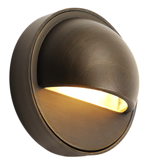 GM Lighting ILS Half Moon 3.3 Inch Wall Mounted Light 6 Foot 18/2 AWG Cord Black Silicone Gasket Clear Glass Lens Antique Brass (ILS-WM100-AB)