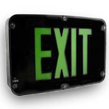 Standard-BL NEMA4X/NSF Exit Sign Double Face Green Letters Black Housing AC Only No Self-Diagnostics Dual Circuit Operation With 277V Input (INDWLEZU2GB2C-277)