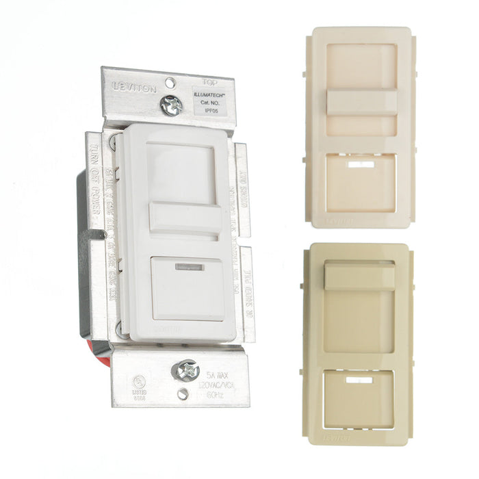 Leviton 5 Amp 120VAC 60Hz Single-Pole IllumaTech Full Range Preset Electro-Mechanical Slide Fan Speed Control LED Locator Light White (IPF05-1LZ)