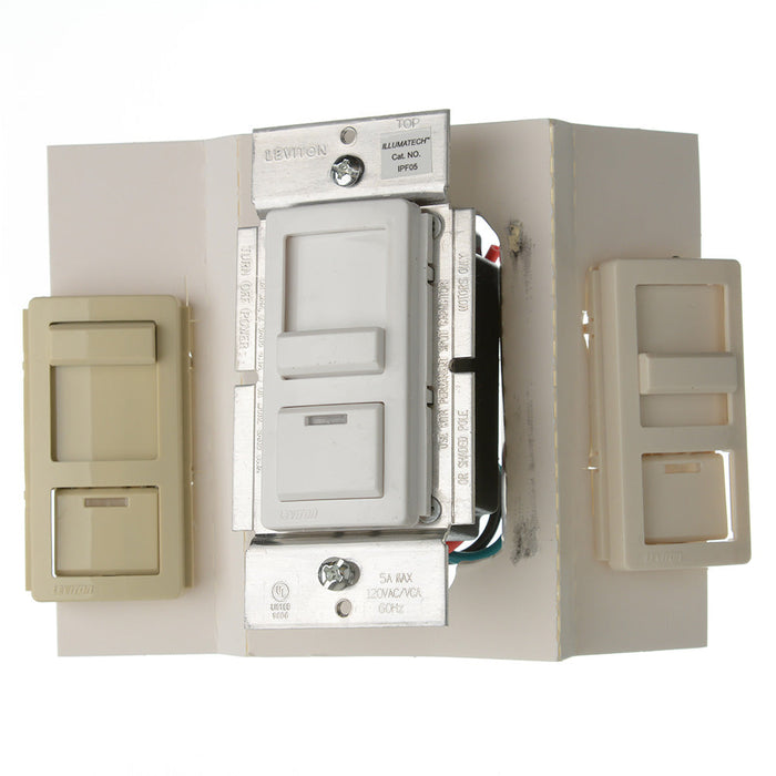 Leviton 5 Amp 120VAC 60Hz Single-Pole IllumaTech Full Range Preset Electro-Mechanical Slide Fan Speed Control LED Locator Light White (IPF05-1LZ)