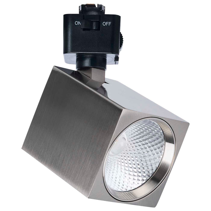 SATCO/NUVO 8W Square LED Track Head CCT Selectable 2700K/3000K/3500K/4000K/5000K Dim To Warm J Style 36 Degree Beam Angle 120V Brushed Nickel (JH5053)
