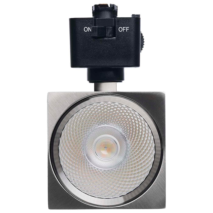 SATCO/NUVO 8W Square LED Track Head CCT Selectable 2700K/3000K/3500K/4000K/5000K Dim To Warm J Style 48 Degree Beam Angle 120V Brushed Nickel (JH5056)