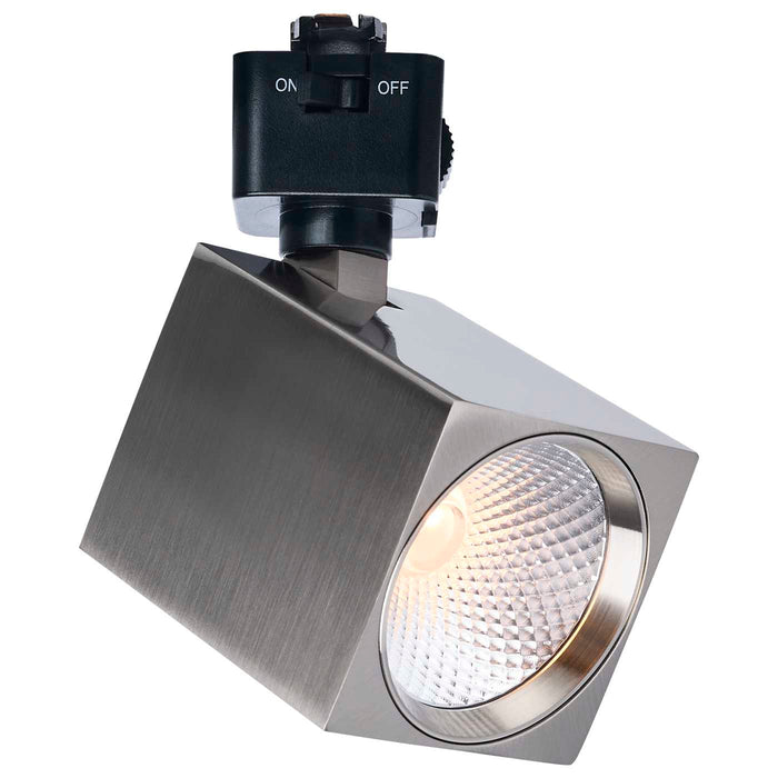 SATCO/NUVO 8W Square LED Track Head CCT Selectable 2700K/3000K/3500K/4000K/5000K Dim To Warm J Style 48 Degree Beam Angle 120V Brushed Nickel (JH5056)