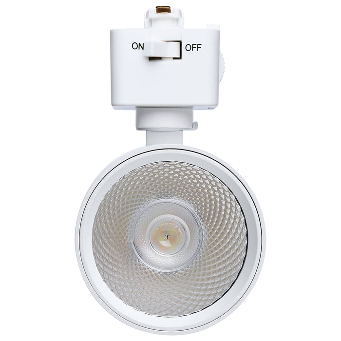 SATCO/NUVO 8W Round LED Track Head CCT Selectable 2700K/3000K/3500K/4000K/5000K Dim To Warm J Style 36 Degree Beam Angle 120V White (JH5061)