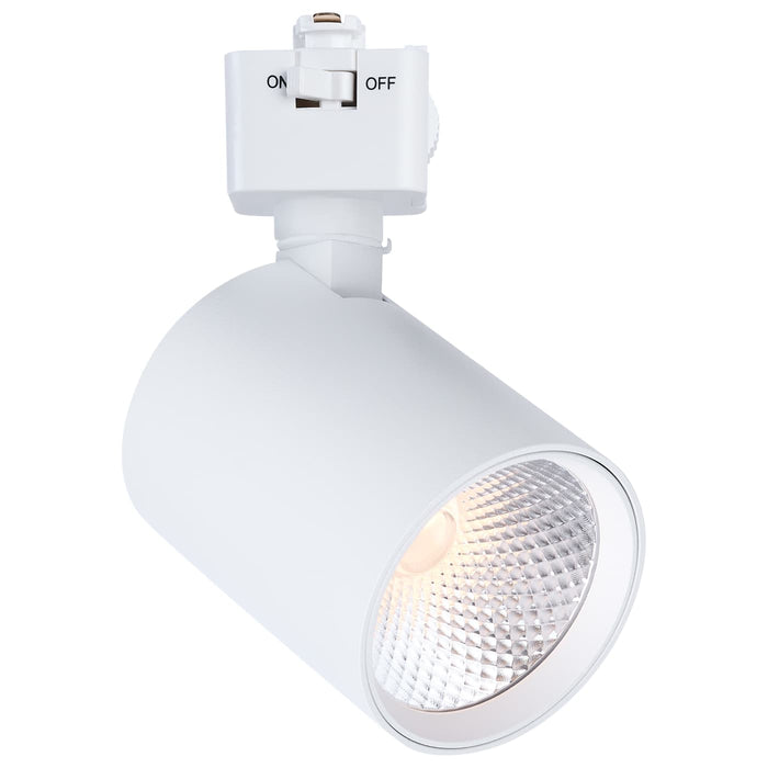 SATCO/NUVO 8W Round LED Track Head CCT Selectable 2700K/3000K/3500K/4000K/5000K Dim To Warm J Style 36 Degree Beam Angle 120V White (JH5061)