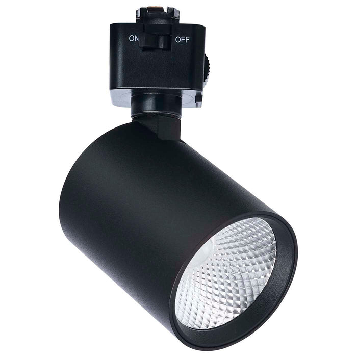 SATCO/NUVO 8W Round LED Track Head CCT Selectable 2700K/3000K/3500K/4000K/5000K Dim To Warm J Style 36 Degree Beam Angle 120V Black (JH5062)