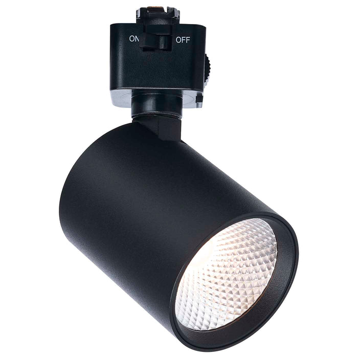 SATCO/NUVO 8W Round LED Track Head CCT Selectable 2700K/3000K/3500K/4000K/5000K Dim To Warm J Style 36 Degree Beam Angle 120V Black (JH5062)