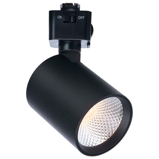 SATCO/NUVO 8W Round LED Track Head CCT Selectable 2700K/3000K/3500K/4000K/5000K Dim To Warm J Style 36 Degree Beam Angle 120V Black (JH5062)