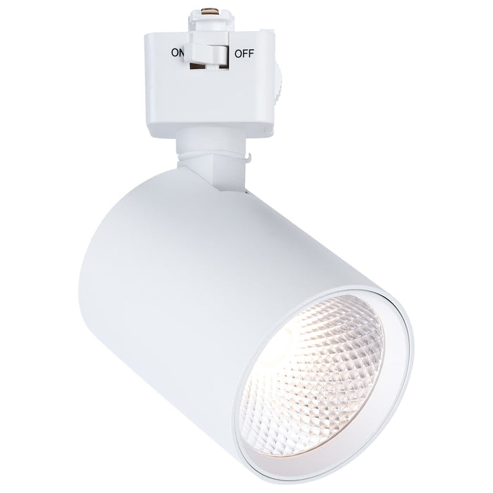 SATCO/NUVO 8W Round LED Track Head CCT Selectable 2700K/3000K/3500K/4000K/5000K Dim To Warm J Style 48 Degree Beam Angle 120V White (JH5064)