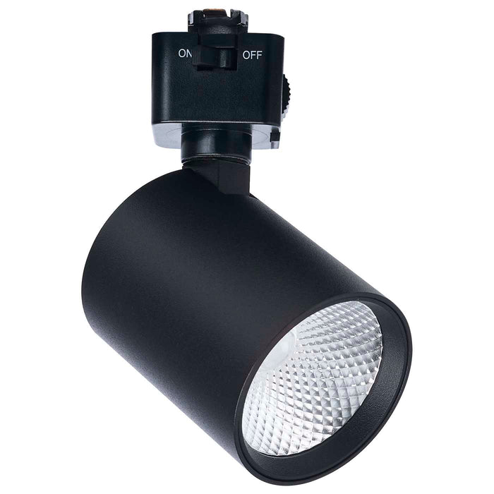 SATCO/NUVO 8W Round LED Track Head CCT Selectable 2700K/3000K/3500K/4000K/5000K Dim To Warm J Style 48 Degree Beam Angle 120V Black (JH5065)