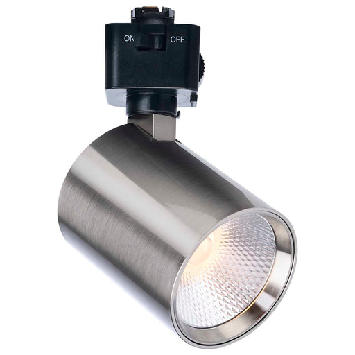 SATCO/NUVO 8W Round LED Track Head CCT Selectable 2700K/3000K/3500K/4000K/5000K Dim To Warm J Style 48 Degree Beam Angle 120V Brushed Nickel (JH5066)