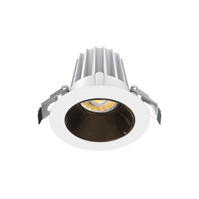 Lotus LED Lights 2 Inch Round Recessed White Trim LED 9W CCT Selectable 2700K/3000K/3500K/4000K/5000K Black Chrome Reflector 36 Degree Air Tight 90 CRI (JXL-COB02-R09W-5CCT-WH-2RR-SM-BC)