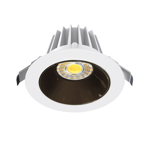 Lotus LED Lights 4 Inch Round Recessed White Trim LED 15W CCT Selectable 2700K/3000K/3500K/4000K/5000K Black Chrome Reflector 36 Degree Air Tight 90 CRI (JXL-COB04-R15W-5CCT-WH-4RR-SM-BC)