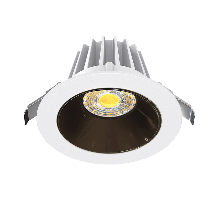Lotus LED Lights 4 Inch Round Recessed White Trim LED 15W CCT Selectable 2700K/3000K/3500K/4000K/5000K Black Chrome Reflector 36 Degree Air Tight 90 CRI (JXL-COB04-R15W-5CCT-WH-4RR-SM-BC)