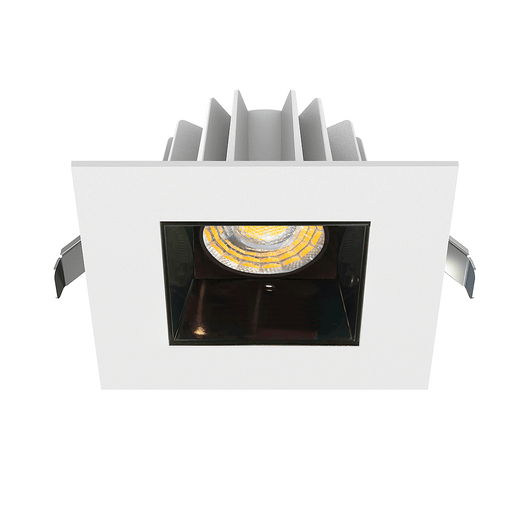 Lotus LED Lights 4 Inch Square Recessed White Trim LED 15W CCT Selectable 2700K/3000K/3500K/4000K/5000K Black Chrome Reflector 36 Degree Air Tight 90 CRI (JXL-COB04-S15W-5CCT-WH-4SR-SM-BC)