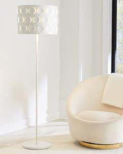 Generation Lighting Dottie Floor Lamp Matte White Finish With White Linen Fabric Diffuser And Matte White Steel Shade (KST1011MWT1)