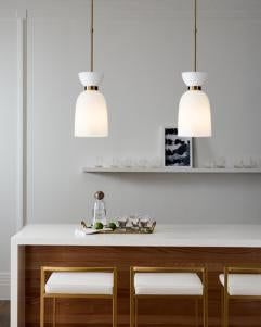 Generation Lighting Londyn Tall Pendant Burnished Brass with Milk White Glass With Milk White Glass Shade/Milk White Glass Shade (KSP1031BBSMG)