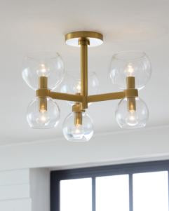 Generation Lighting Londyn Semi Flush Mount Burnished Brass with Clear Glass Finish With Clear Glass Shades And Clear Glass Shades (KSF1036BBSCG)
