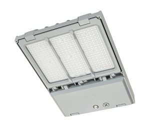 Keystone 140W Power/Color Select LED Area Light With NEMA Type 3-Pin Twist Lock Receptacle And Shorting Cap Series 2 Medium Housing Silver (KT-ALED140PS-M2-OSA-NM-8CSB-VDIM-S)