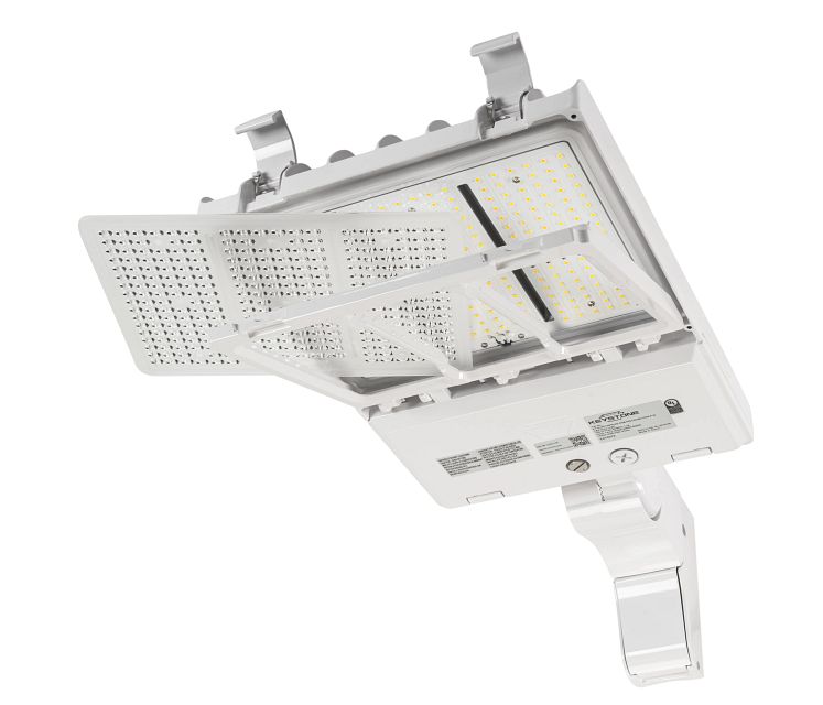 Keystone 140W Power/Color Select LED Area Light With NEMA Type 7-Pin Twist Lock Receptacle And Shorting Cap Series 2 Medium Housing Optics (KT-ALED140PS-M2-OSB-PMA-8CSB-VDIM-P-W)