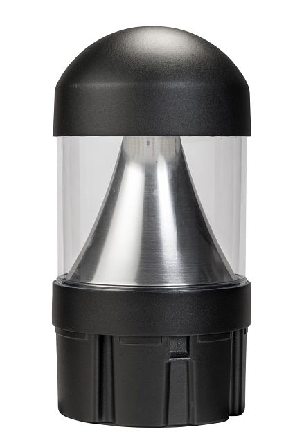 Keystone Cone Reflector Dome Top Bollard Head Power/Color Select 24W/19W/14W 3000K/4000K/5000K Built-In Photocell 120-277V Input Black (KT-BLED24PS-1A-UNV-8CSB-VDIM-B)