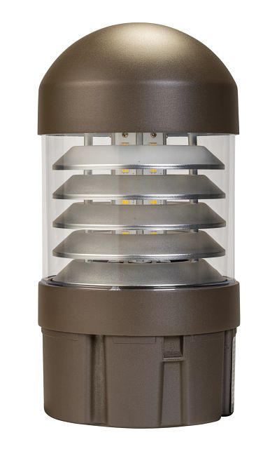 Keystone Louver Reflector Dome Top Bollard Head Power/Color Select 24W/19W/14W 3000K/4000K/5000K Built-In Photocell 120-277V Input Bronze (KT-BLED24PS-2A-UNV-8CSB-VDIM)