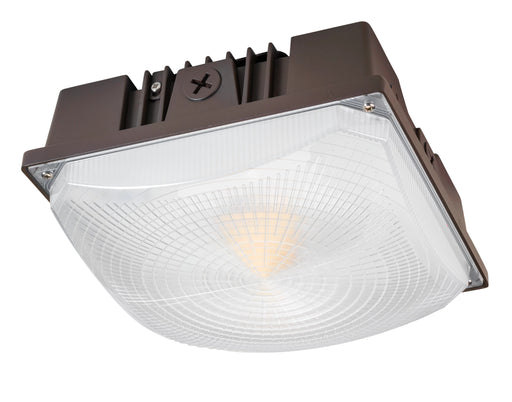 Keystone 40W/30W/20W Wattage Selectable LED Canopy CCT Selectable 3000/4000/5000K Built In Photocell Microwave Sensor Receptacle 8 Inch Square 120-277V 160 Degree Beam Bronze (KT-CLED40PS-S1-8CSB-VDIM)