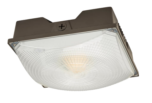 Keystone LED Canopy Wattage/CCT Selectable 60W/50W/40W 3000K/4000K/5000K Built In Photocell Microwave Sensor Receptacle 10 Inch Square 120-277V Input 160 Degree Beam Angle Bronze (KT-CLED60PS-M1-8CSB-VDIM)
