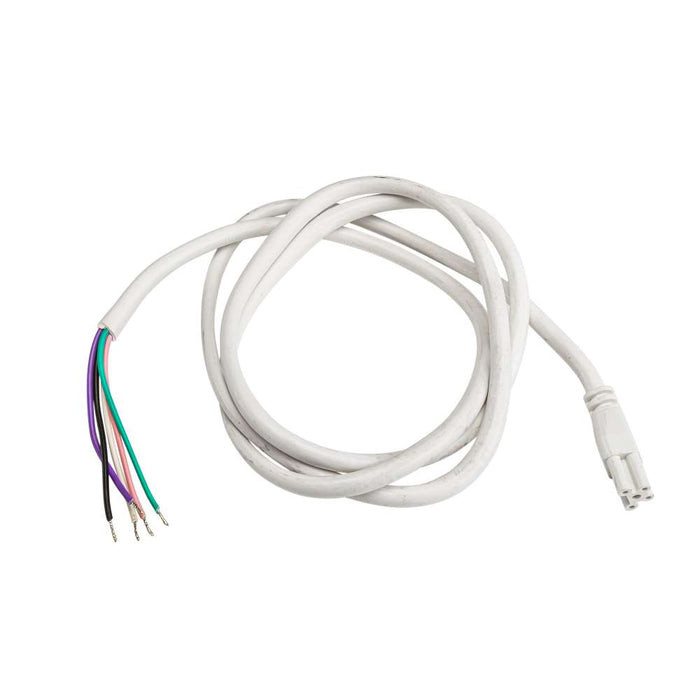 Keystone Cordset With Flying Leads For 5-Pin Linking Fixtures 6 Foot Long SJTW Cable 18/5 Wire White (KT-CS-NP-6-5PC-W)
