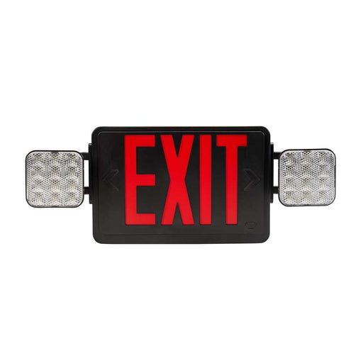 Keystone Exit Combination Thermoplastic Style 1 Black Color Single Or Double Facing Red Or Green Switchable Lettering 6500K Dual Heads 120/277Vac Emergency Battery Backup (KT-EC-TP1-BL3RGW-SD)