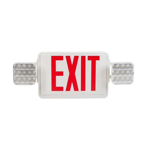 Keystone Exit Combination Thermoplastic Style 1 White Color Single Or Double Facing Red Or Green Switchable Lettering 6500K Dual Heads 120/277Vac Emergency Battery Backup (KT-EC-TP1-WH3RGW-SD)