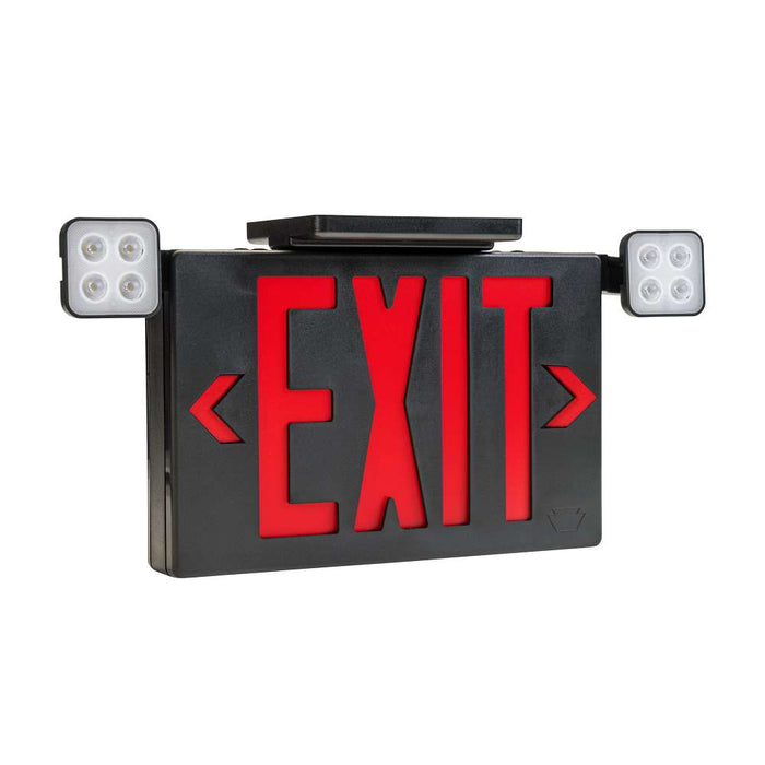Keystone Exit Combination Style 2 Black Color Single Or Double Facing Red Or Green Switchable Lettering 6500K Dual Heads 120-277Vac Emergency Battery Backup Remote Capable (KT-EC-TP2-BL3RGW-SU-RC)