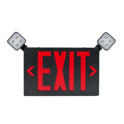 Keystone Exit Combination Thermoplastic Style 2 Black Color Single Or Double Facing Red Or Green Switchable Lettering 6500K Dual Heads 120-277Vac Emergency Battery Backup (KT-EC-TP2-BL3RGW-SU)