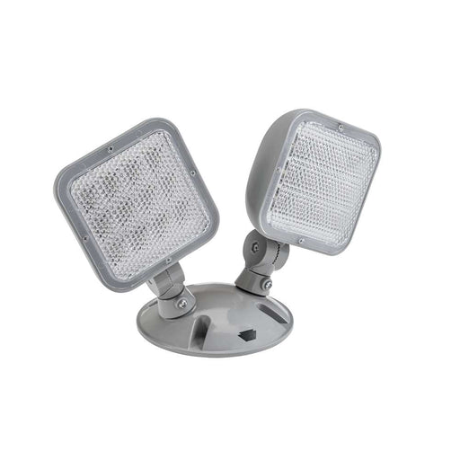 Keystone Emergency Light Outdoor Remote Double Head Style 2 Silver Color 6500K Dual Heads Surface Mount Low Voltage Input (KT-EM-RD2-SVWL-SL)