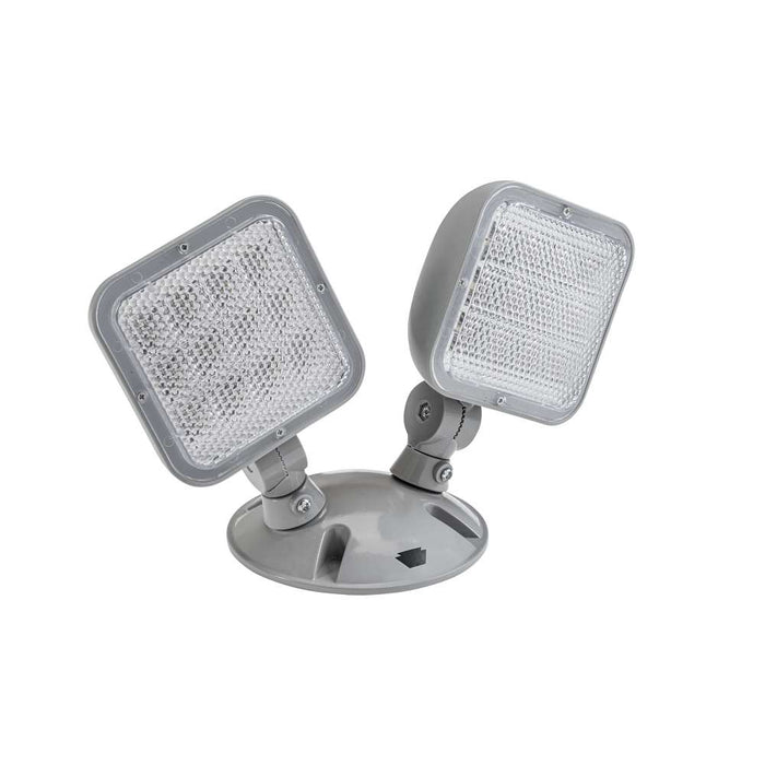 Keystone Emergency Light Outdoor Remote Double Head Style 2 Silver Color 6500K Dual Heads Surface Mount Low Voltage Input (KT-EM-RD2-SVWL-SL)